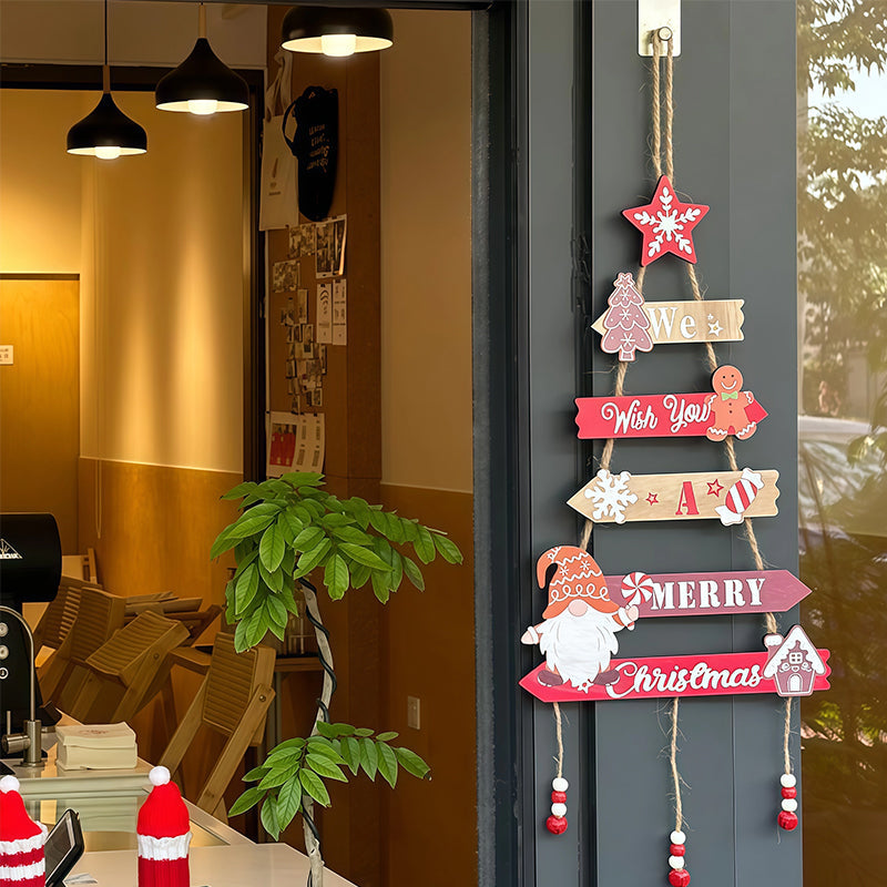 Wooden Christmas Door Sign for Space-Saving Holiday Decor