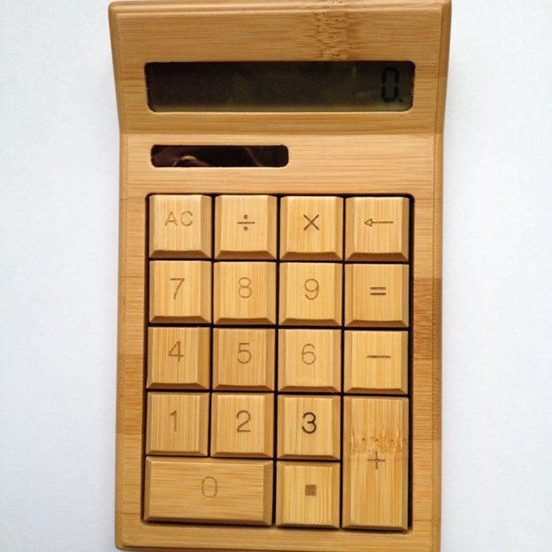 Solar Bamboo Desk Calculator for Classroom & Office