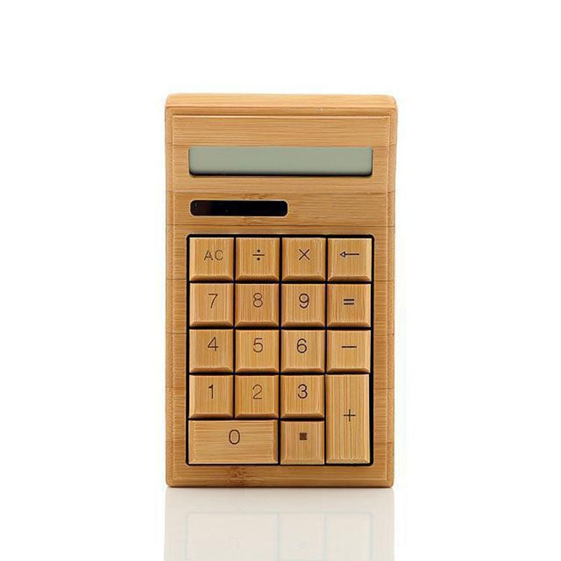 Solar Bamboo Desk Calculator for Classroom & Office