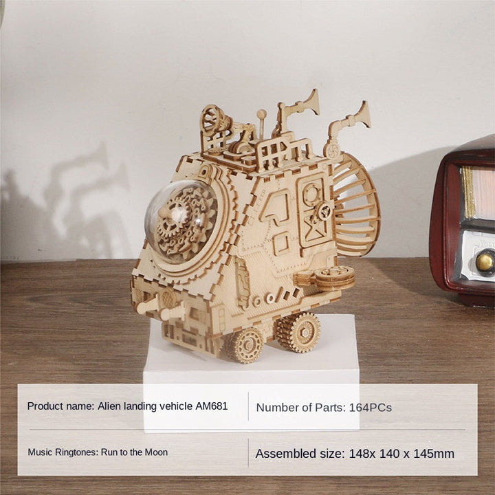 DIY Wooden Robot Music Box Kit for Creative Display