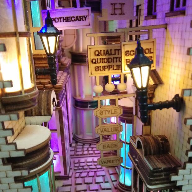 Diagon Alley Bookend Bookshelf With Magical LED Lights