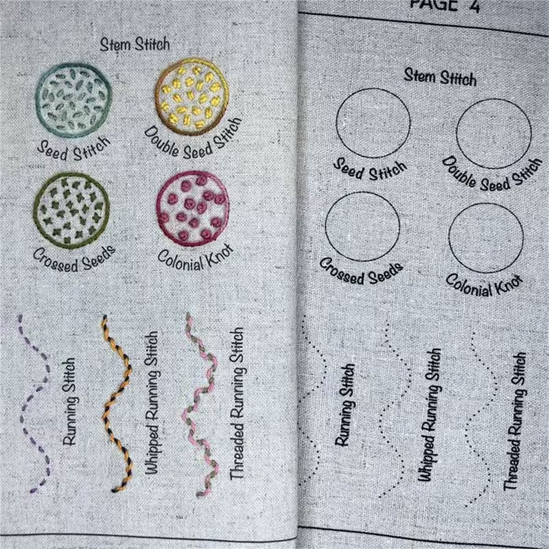 Embroidery Sewing Book Kit for Portable Stitch Practice