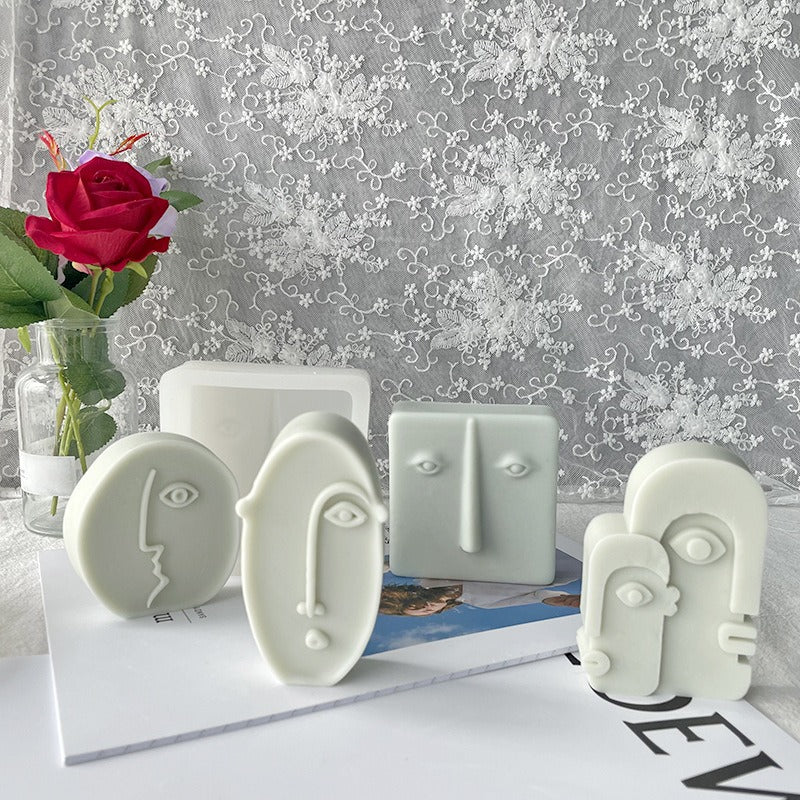 Face Candle Silicone Mold for Modern Sculptural Decor