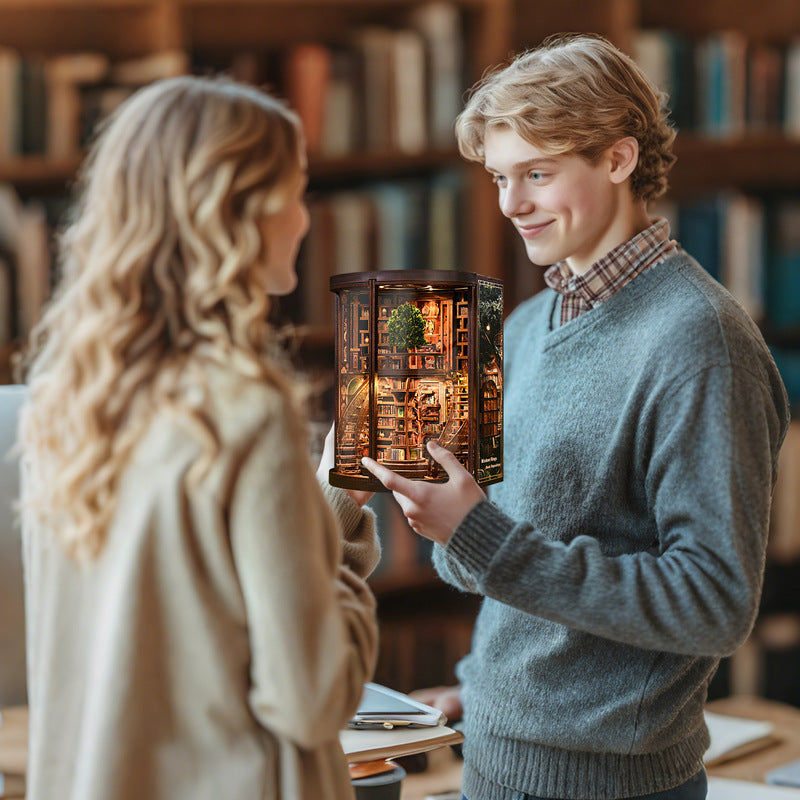 DIY Wooden Book Nook Kit for Glowing Library Decor