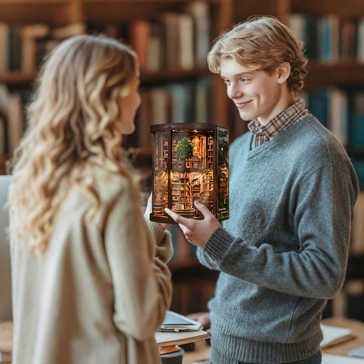 DIY Wooden Book Nook Kit for Glowing Library Decor