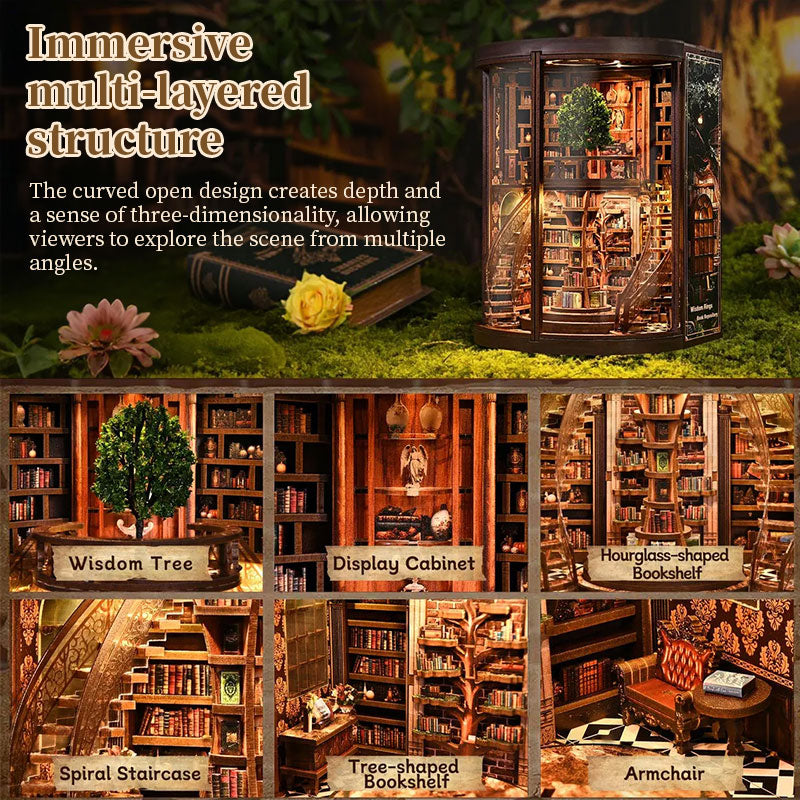 DIY Wooden Book Nook Kit for Glowing Library Decor