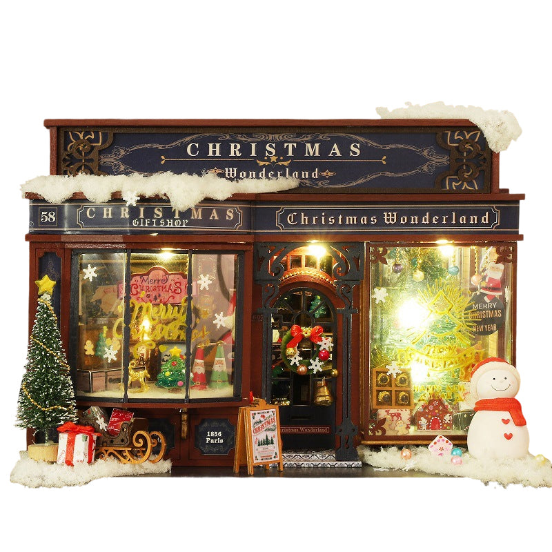 Christmas Miniature Dollhouse With LED Lights Display
