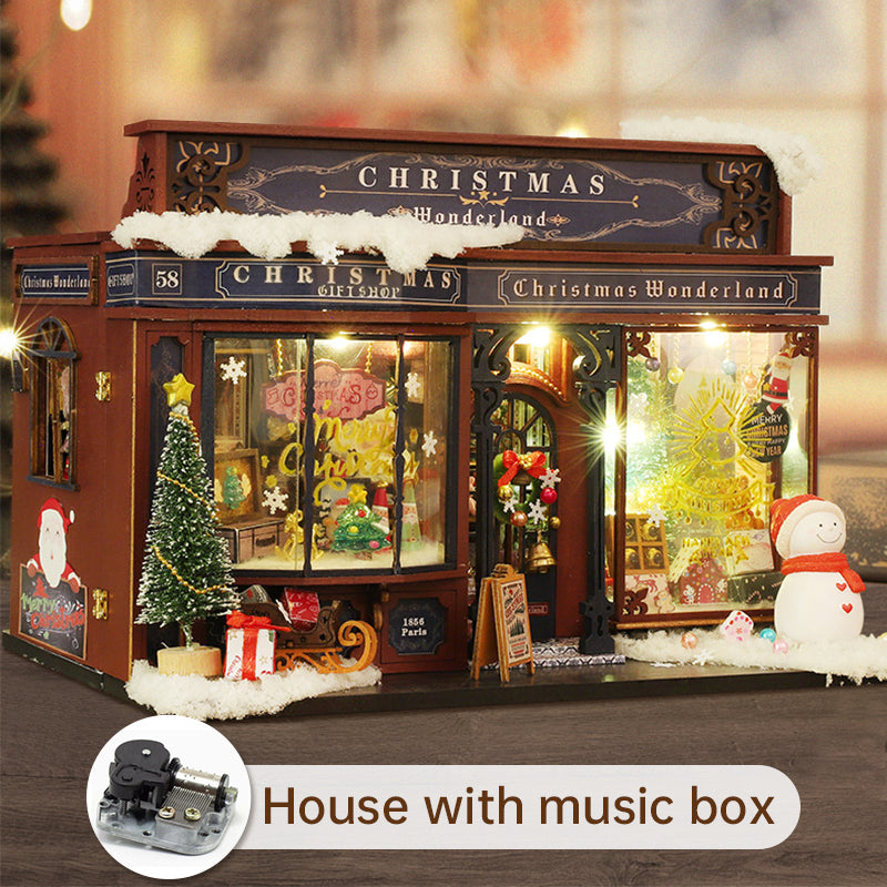 Christmas Miniature Dollhouse With LED Lights Display