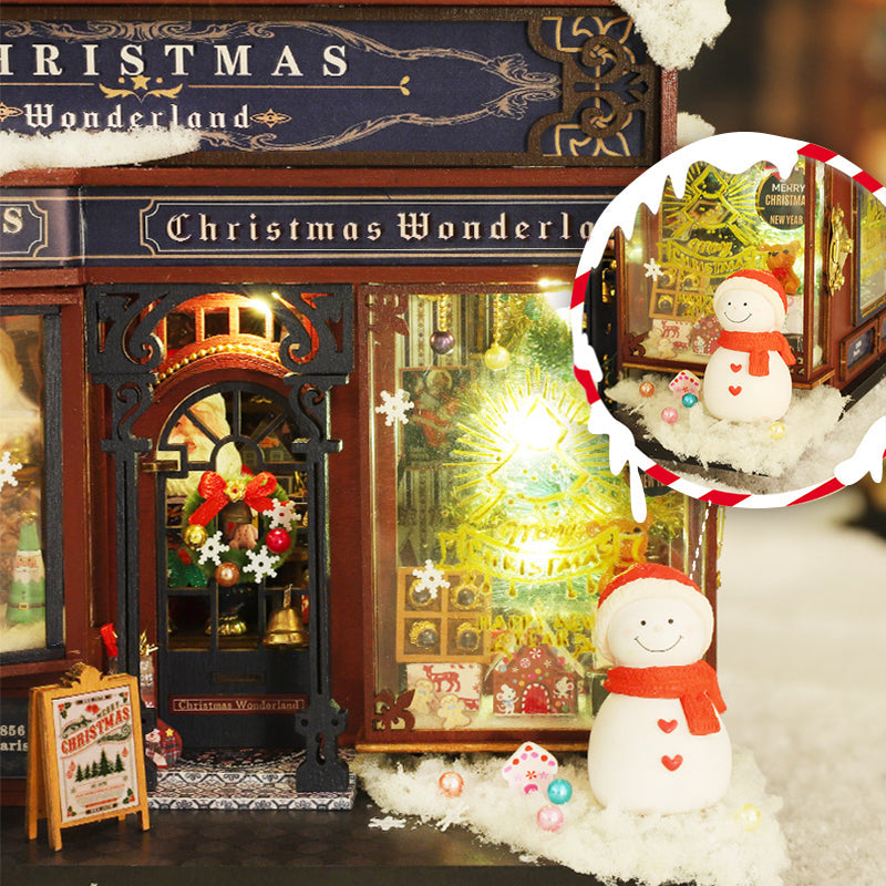 Christmas Miniature Dollhouse With LED Lights Display