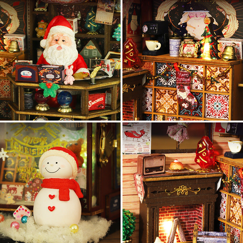 Christmas Miniature Dollhouse With LED Lights Display