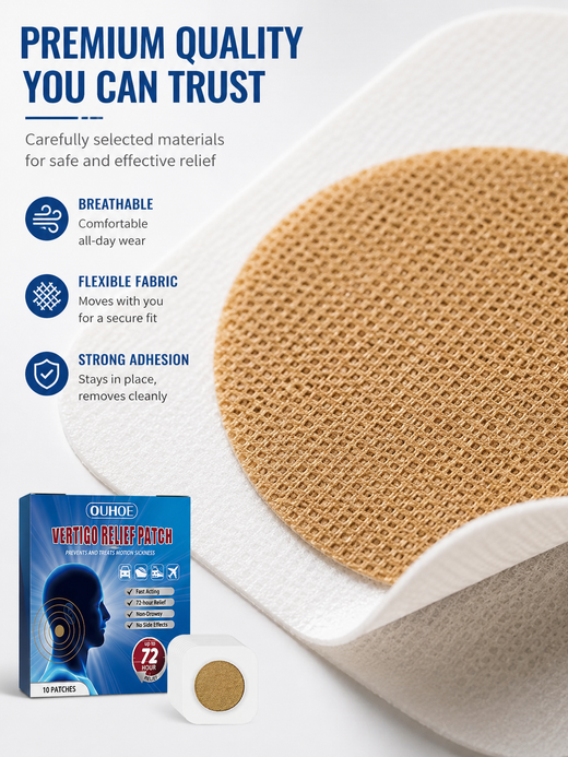 Motion Sickness Patch Behind Ear – 72-Hour Non-Drowsy Relief