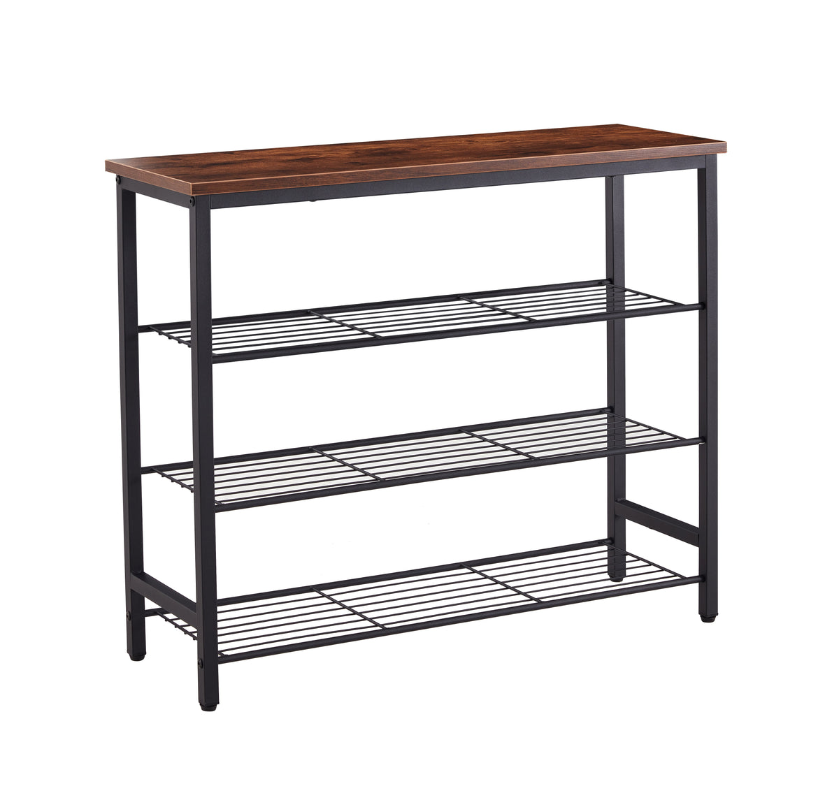 4-Tier Metal Shoe Rack with Wood Top for Entryway Storage