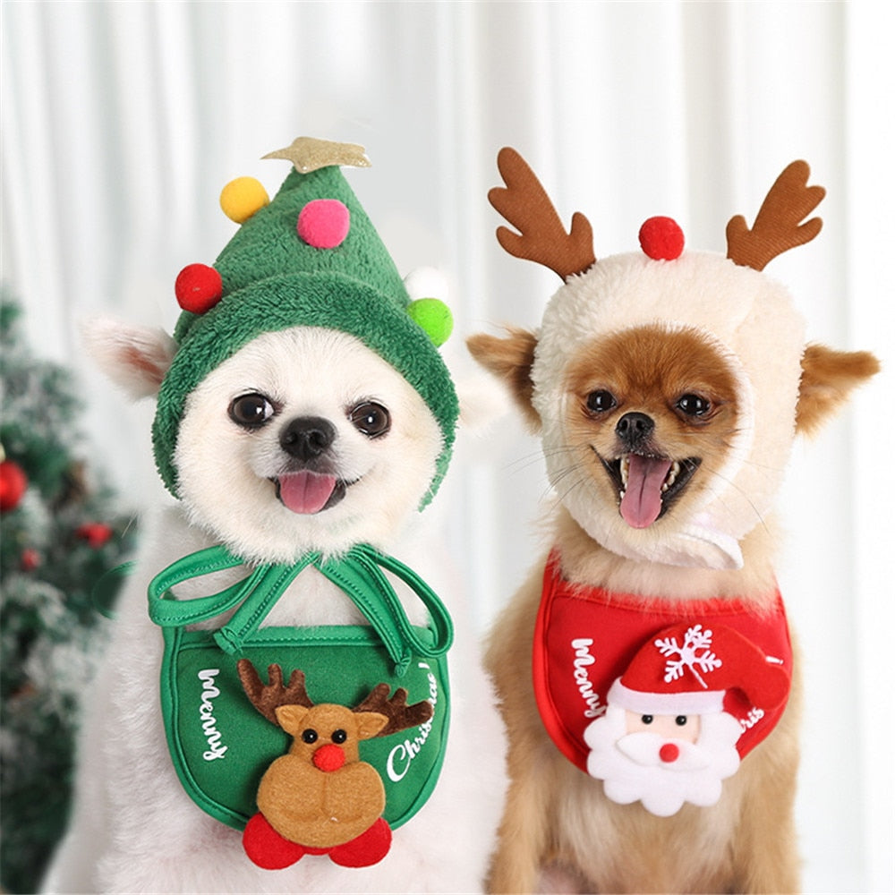 Dog Christmas Bandana Set for Festive Holiday Photos