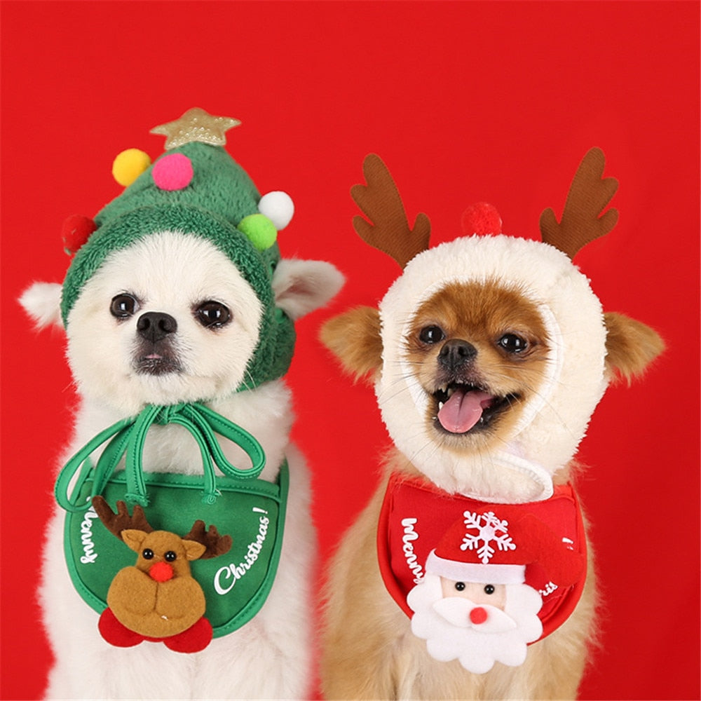 Dog Christmas Bandana Set for Festive Holiday Photos
