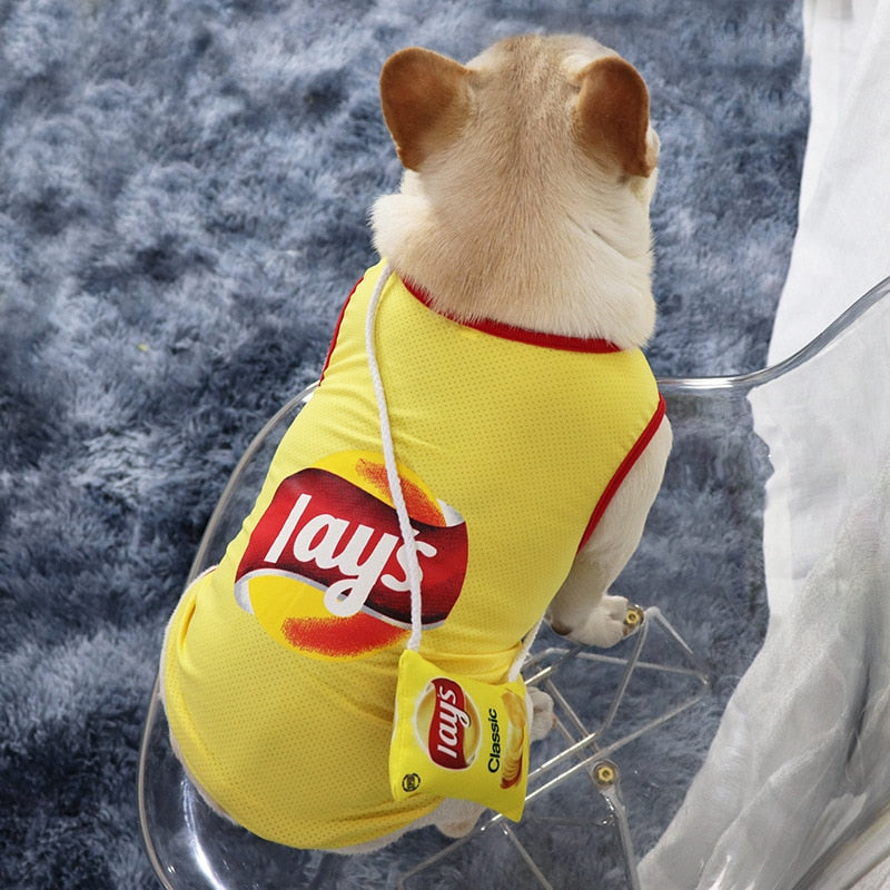 Small Dog Mesh Vest – Breathable Snack-Themed Outfit