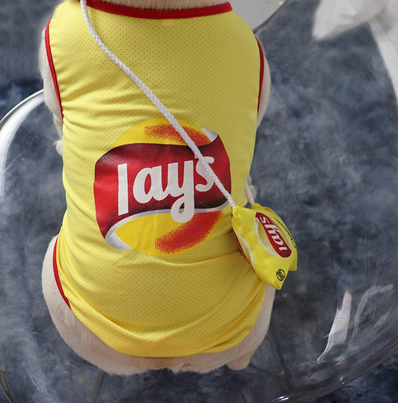 Small Dog Mesh Vest – Breathable Snack-Themed Outfit