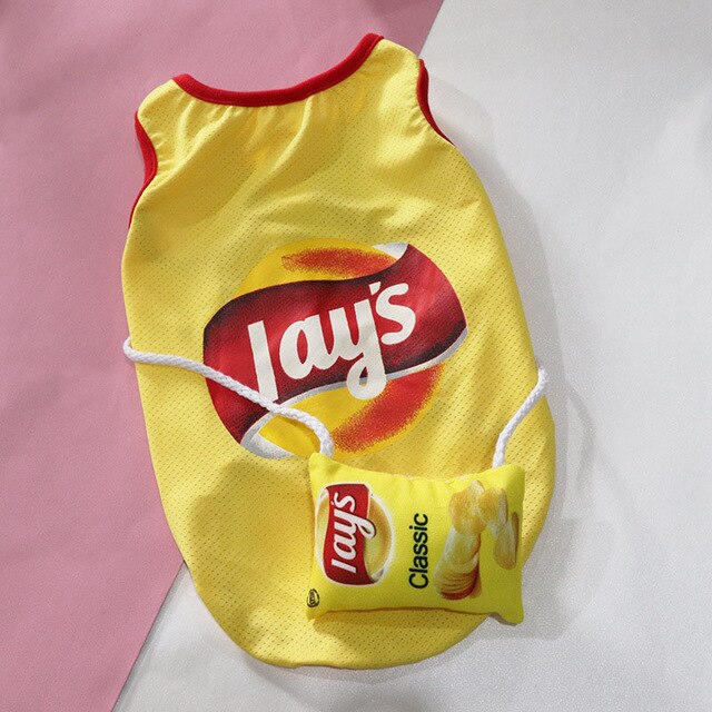 Small Dog Mesh Vest – Breathable Snack-Themed Outfit
