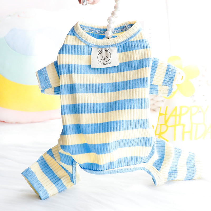 Striped Four-Legged Dog Shirt for Light Summer Wear