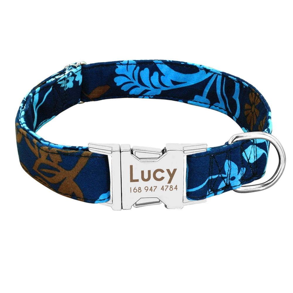 Personalized Dog Collar with Engraved ID Nameplate