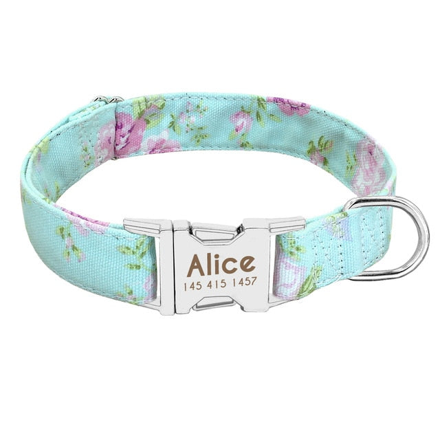Personalized Dog Collar with Engraved ID Nameplate