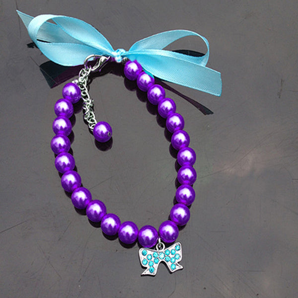 Pearl Rhinestone Dog Collar for Small Dogs | Dress-Up