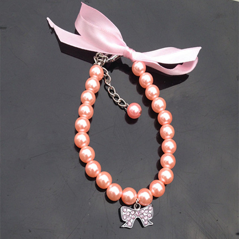 Pearl Rhinestone Dog Collar for Small Dogs | Dress-Up