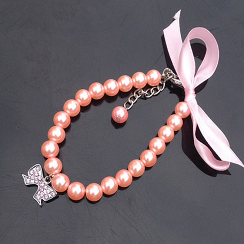 Pearl Rhinestone Dog Collar for Small Dogs | Dress-Up