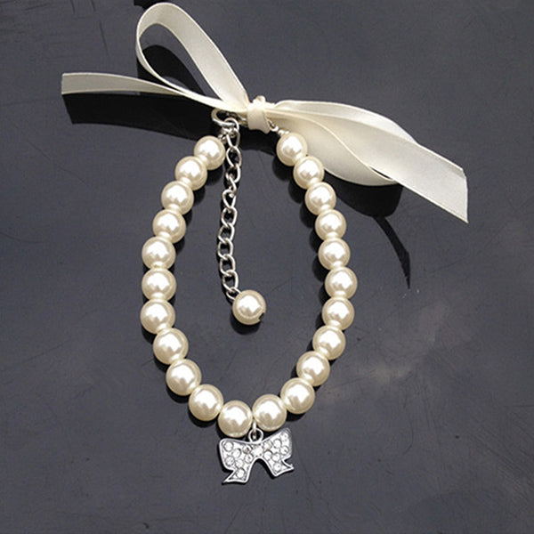 Pearl Rhinestone Dog Collar for Small Dogs | Dress-Up