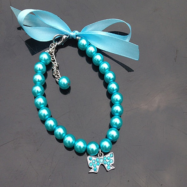 Pearl Rhinestone Dog Collar for Small Dogs | Dress-Up