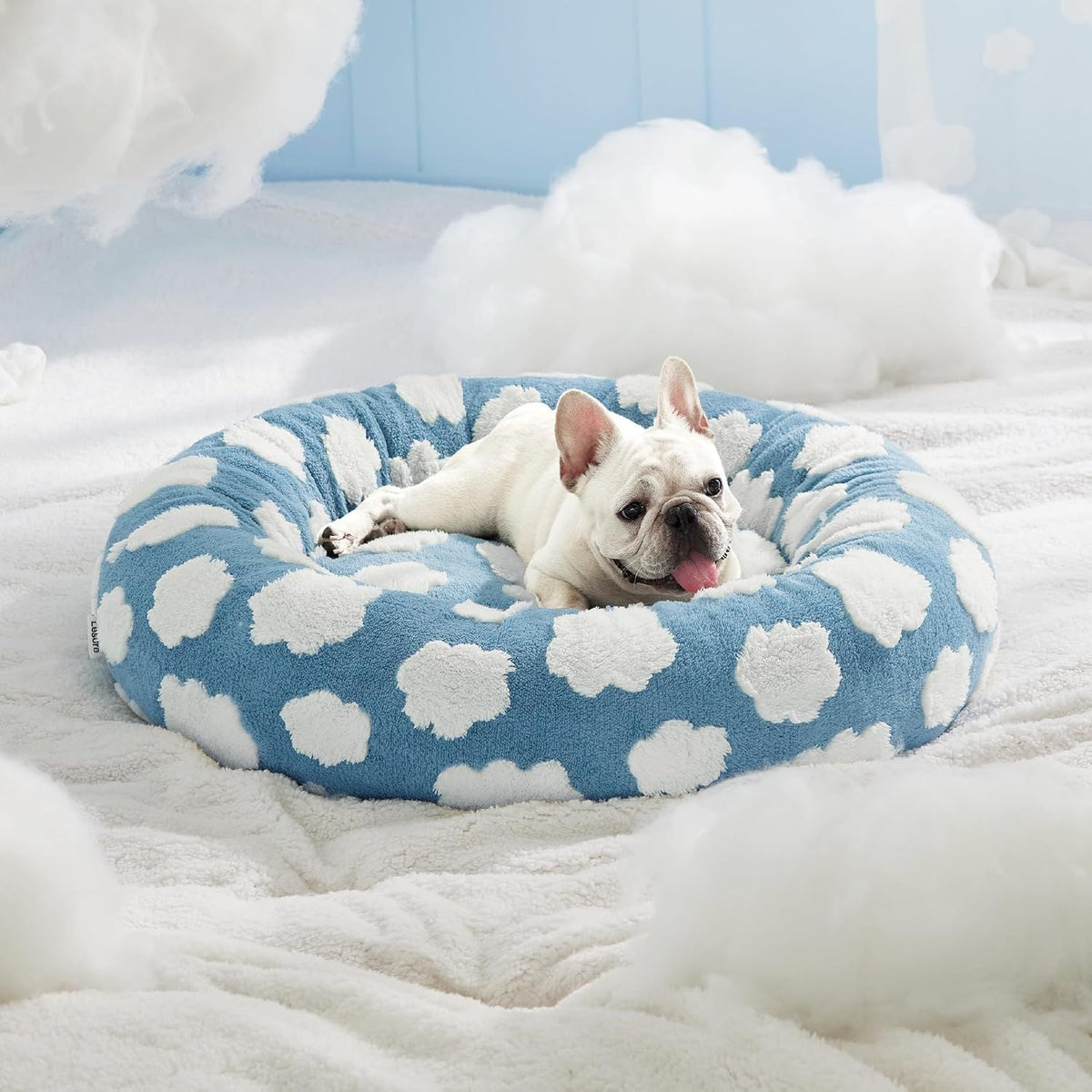 Round Pet Bed with Raised Edge for Cozy Head Support