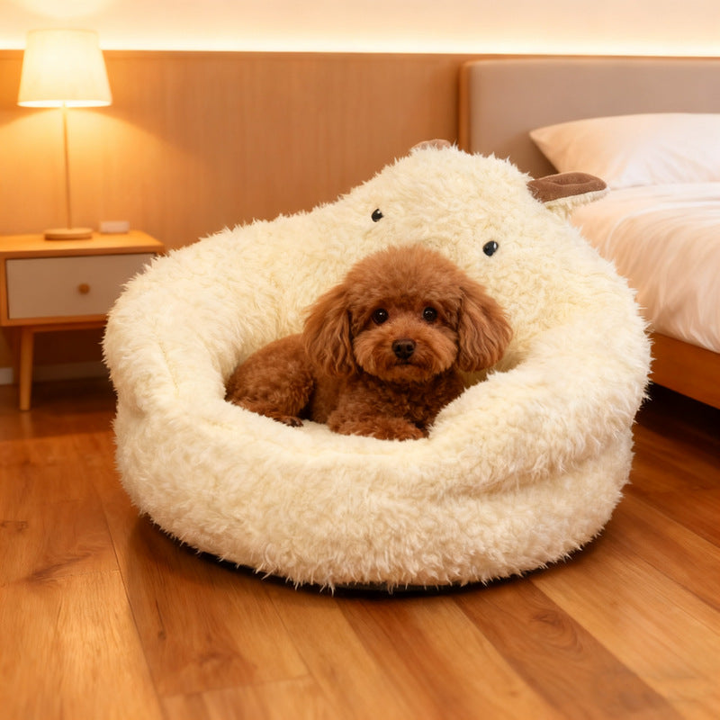 Semi-Enclosed Dog Bed for Warm, Secure Indoor Sleep