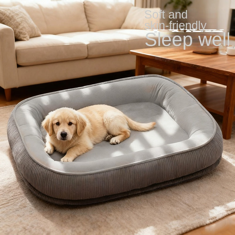 Winter Warm Dog Bed with Neck Support Bolster