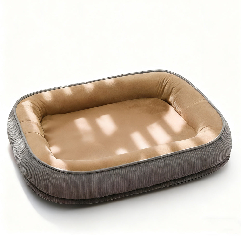Winter Warm Dog Bed with Neck Support Bolster