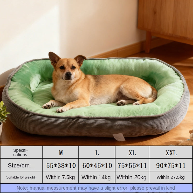 Winter Warm Dog Bed with Neck Support Bolster