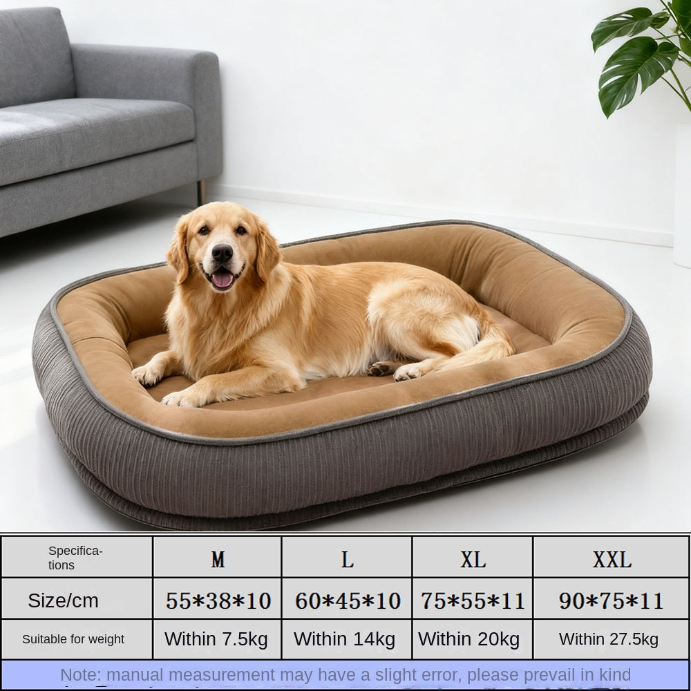 Winter Warm Dog Bed with Neck Support Bolster