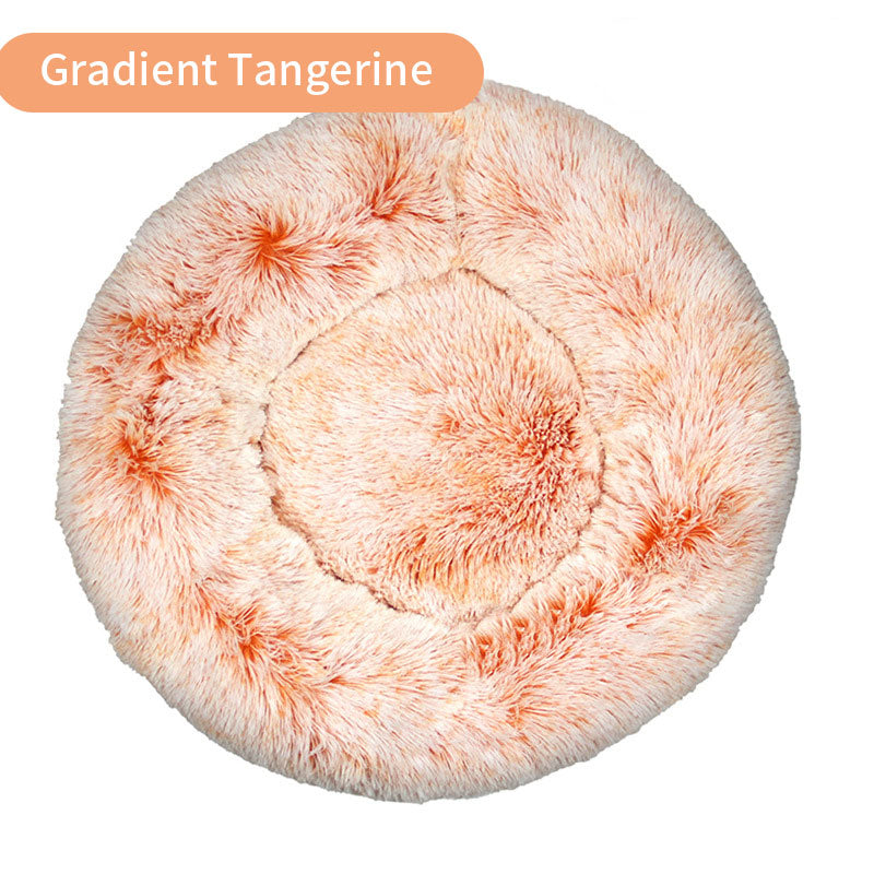 Round Plush Pet Bed for Cozy Curl-Up Sleeping Comfort