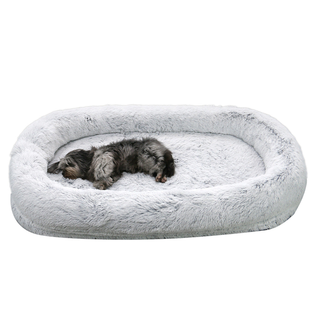 Large Plush Dog Bed with Washable Comfort Sleeping Mat