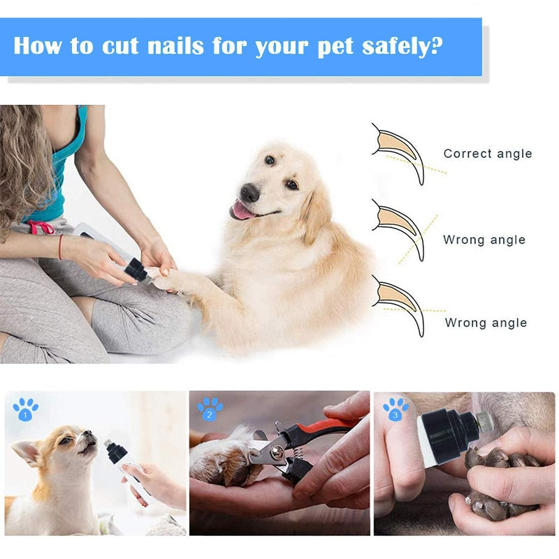 USB Dog Nail Grinder with 3 Ports, Low-Noise Grooming