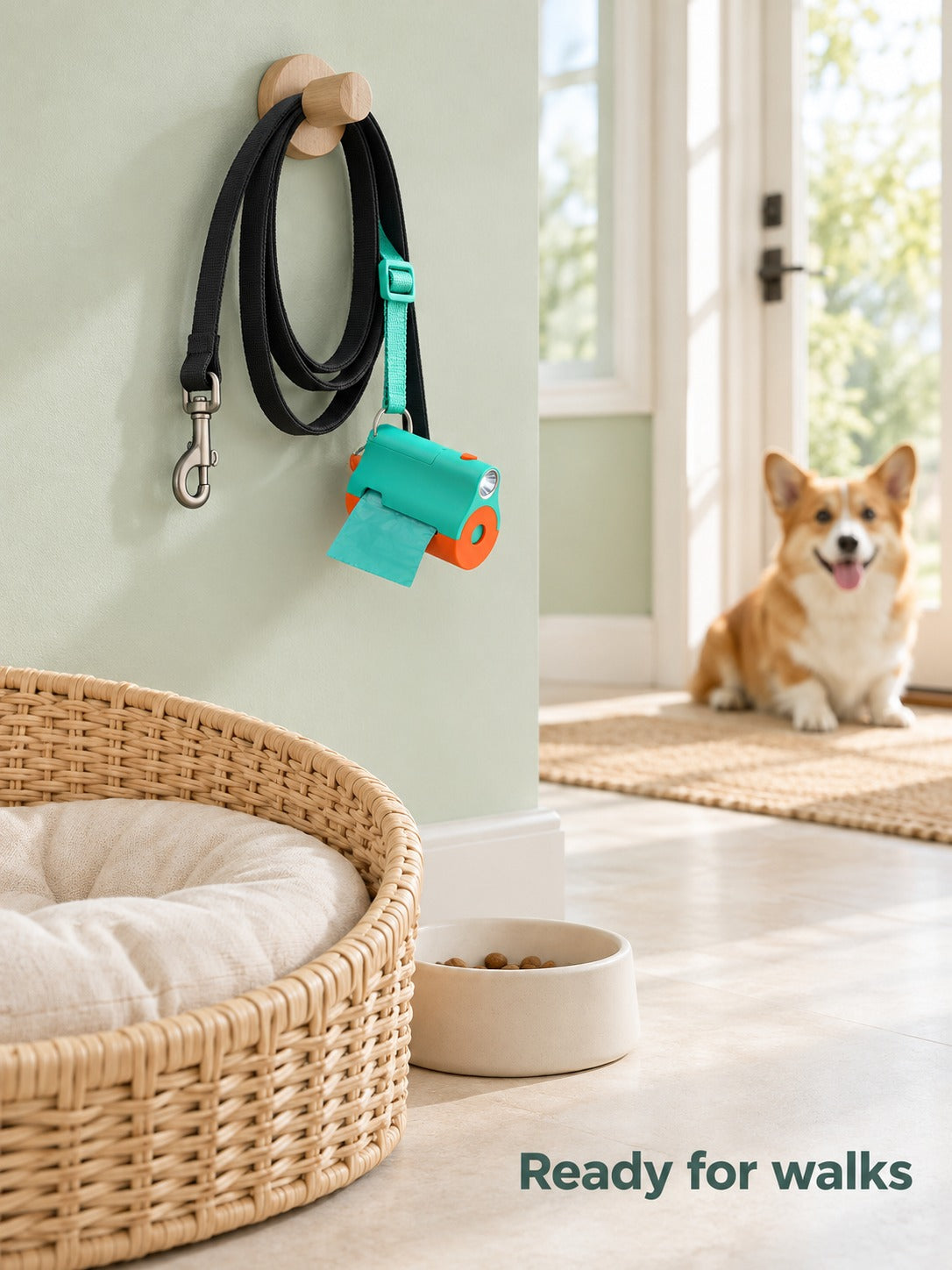 Dog Poop Bag Dispenser With LED Light and Carry Strap