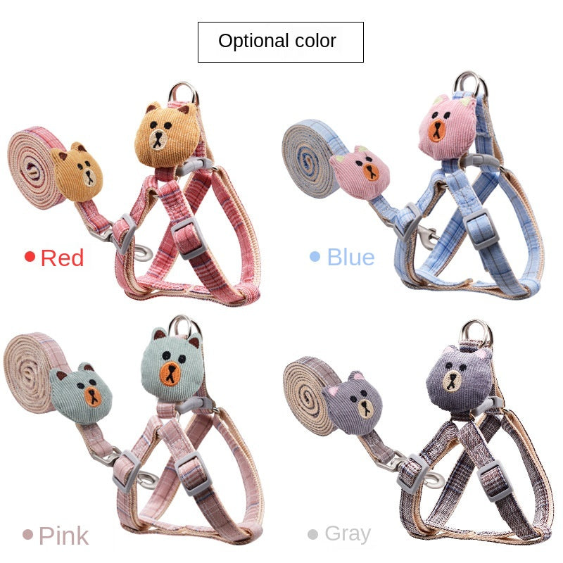 Bear Harness and Leash Set for Stylish Small-Pet Walks