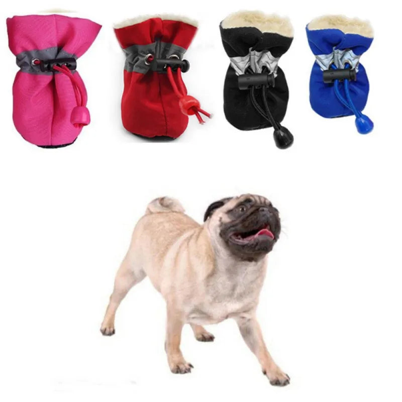 Waterproof Fleece-Lined Dog Boots with Anti-Slip Sole