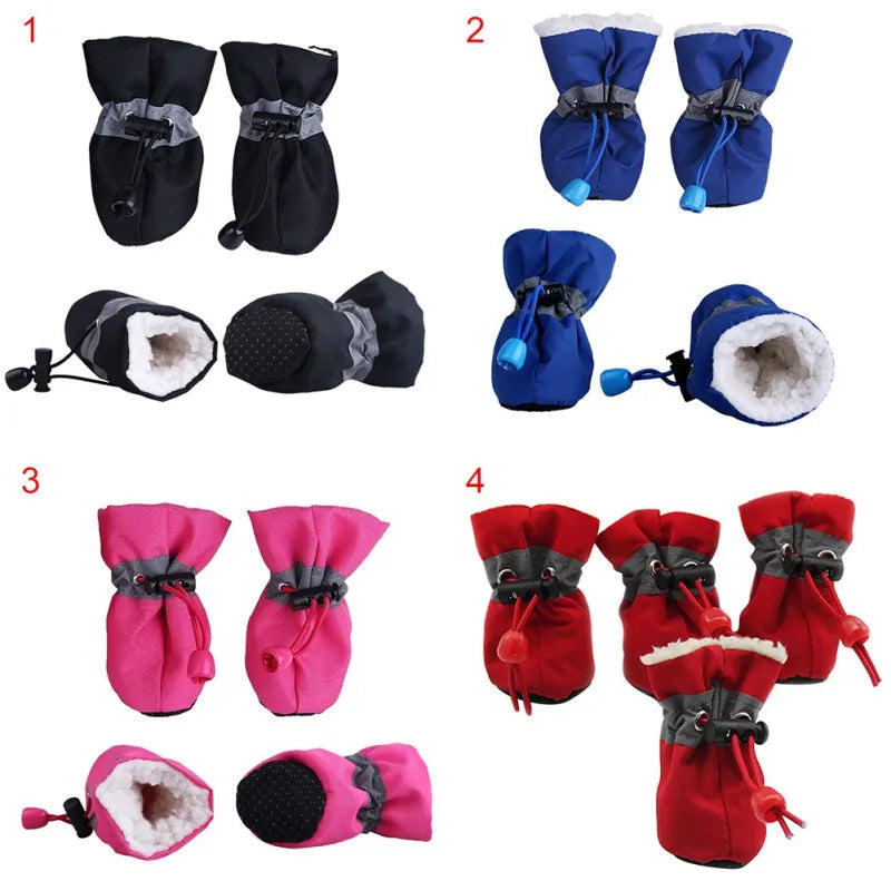 Waterproof Fleece-Lined Dog Boots with Anti-Slip Sole
