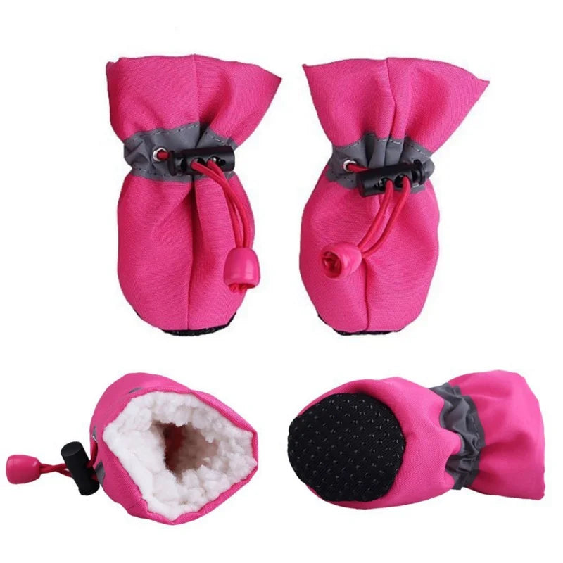 Waterproof Fleece-Lined Dog Boots with Anti-Slip Sole