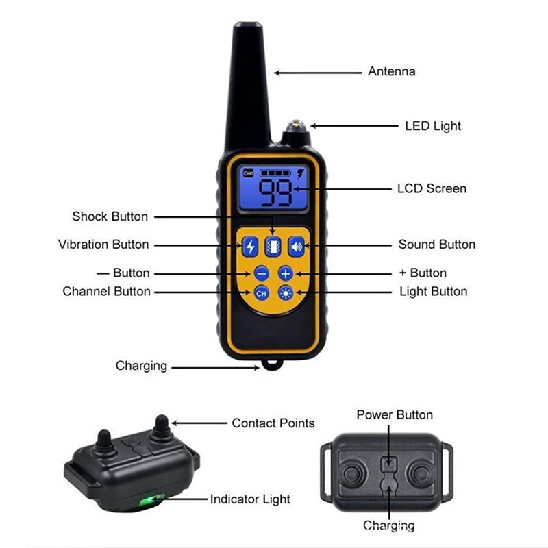 Dog Training Collar with 800m Remote for 3 Dogs