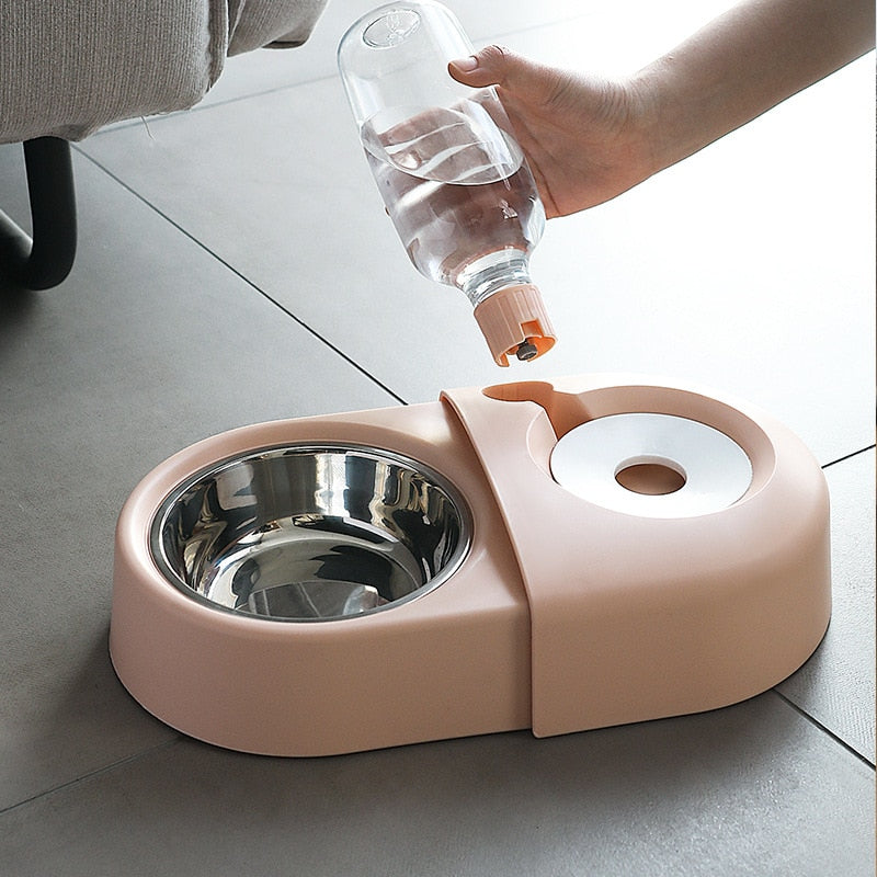 Pet Feeder Bowl & Stable Automatic Water Station