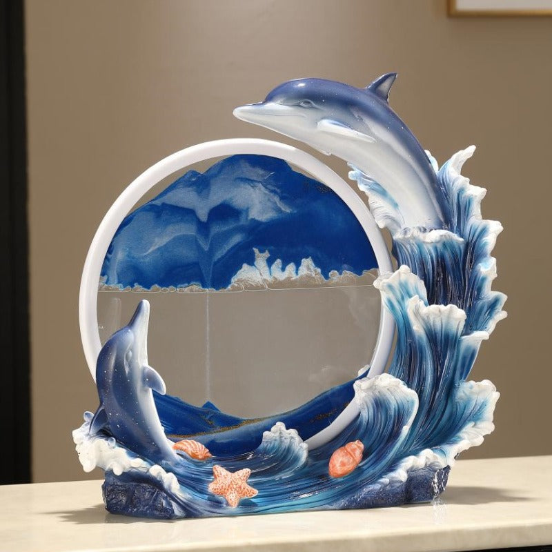 Dolphin Sand Painting Ornament for Ocean-Inspired Decor