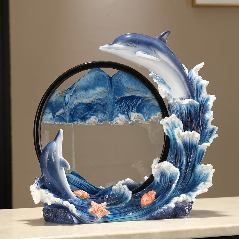 Dolphin Sand Painting Ornament for Ocean-Inspired Decor