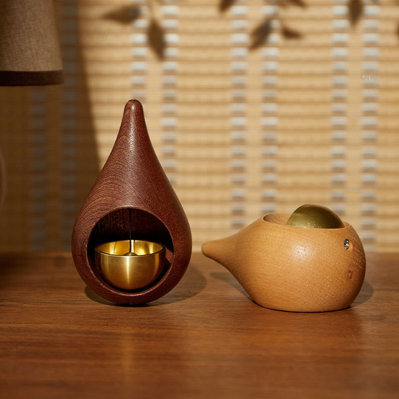 Decorative Doorbell With Brass Bell And Carved Wood