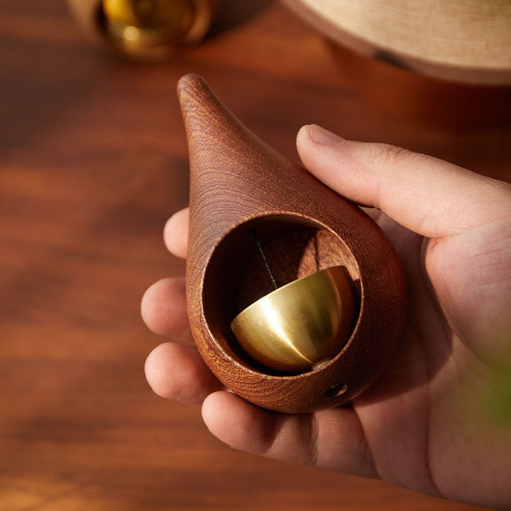 Decorative Doorbell With Brass Bell And Carved Wood