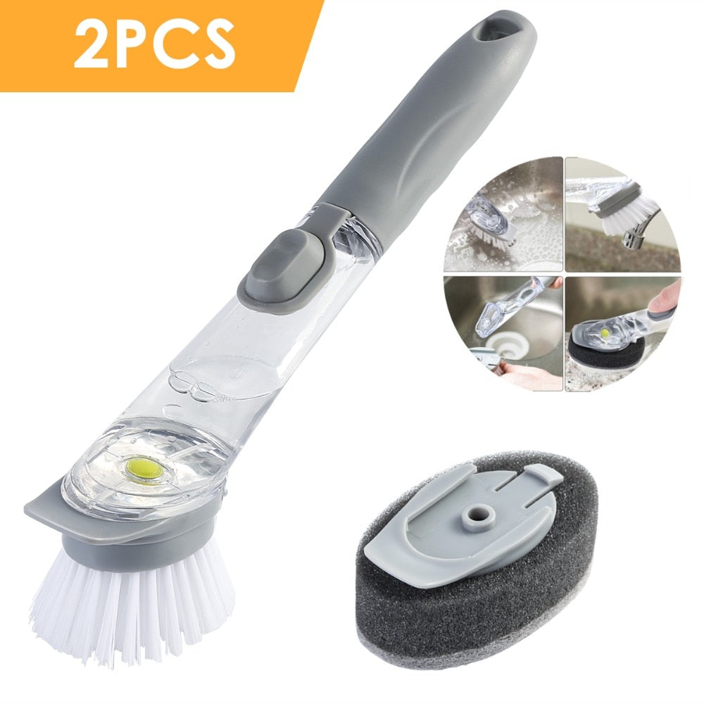 Dish Brush With Soap Dispenser and Replacement Head